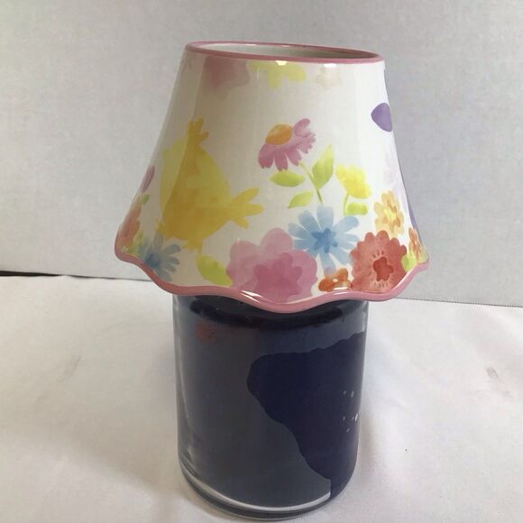 Yankee Candle Ceramic Jar Topper Shade Bunny Floral Large Pink Rim 1280223 - Picture 4 of 9